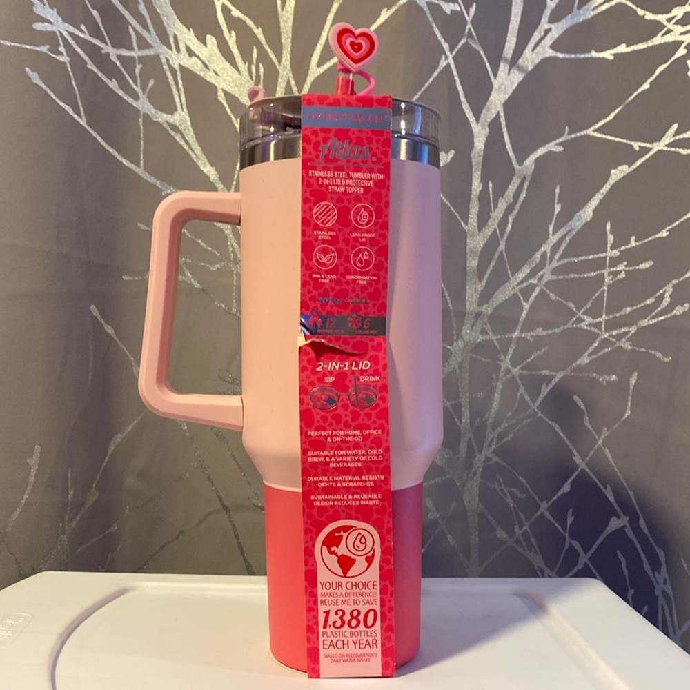 BNWT Hydragear Atlas 40oz Pink Heart Tumbler PRICE FIRM